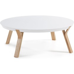 Kave Home - Dilos salontafel wit en es Ø 90 cm