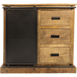 HSM Collection-Dressoir Melbourne 1 Deur 3 La-95x45x90-Naturel/Zwart-Mango/Metaal