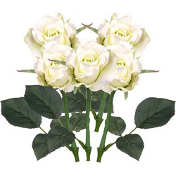 5x stuks kunst roos/rozen Alice wit 30 cm - Kunstbloemen