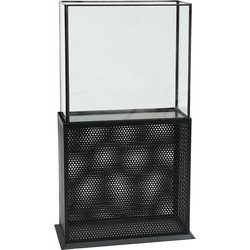 PTMD Sita Black metal lantern with glass rectangle L