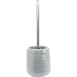 Wc/toiletborstel RVS 42 cm met keramiek toiletborstelhouder grijs - Toiletborstels