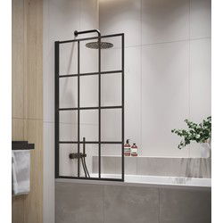 Badplaats Badwand Riad 80 x 140 cm - Zwart - Badscherm Draaibaar 5 mm dik - Veiligheidsglas en Antikalk
