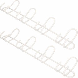 2x Witte garderobekapstokken / jashaken / wandkapstokken aluminium 4x dubbele haak 14,5 x 53 cm - Kapstokhaken