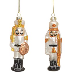 Kersthangers notenkrakers soldaten - 2x st - 12 cm - glas - ornamenten - Kersthangers