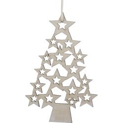 Othmar Decorations Kersthangers kerstbomen - 5x st - 8 x 12 cm - hout - Kersthangers