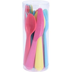 Kunststof bestek - gekleurd - 36x delig - 16 cm - Campingservies - Besteksets
