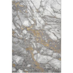 Tapijtenloods Fashion Marmer - Laagpolig Vloerkleed - Design Tapijt - Grijs Goud- 80x150 CM