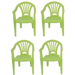 4x Groen kinderstoeltje plastic 37 x 31 x 51 cm - Kinderstoelen