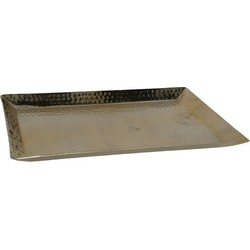 Kaarsen plateau met rand en reliefwerk - rechthoek - metaal - goud - 40.5 x 30 cm - Kaarsenplateaus