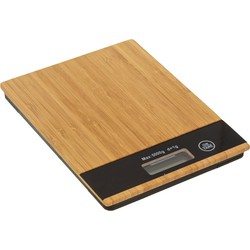 Decopatent® Keukenweegschaal digitaal - Bamboe hout - Precisie Weegschaal keuken digitaal - Op batterijen - 5 Gr tot 5 Kg - Natuur