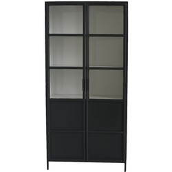 HSM Collection-Vitrinekast Bronx Hoog 2 Deur-90x40x190-Zwart/Grijs-Metaal