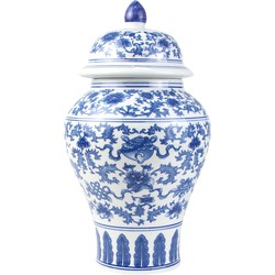 Fine Asianliving Chinese Gemberpot Porselein Blauw Wit Lotus D22xH37cm
