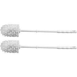 Wc/toiletborstel kunststof - 2x - wit - 37 cm - Toilet/badkamer - Toiletborstels