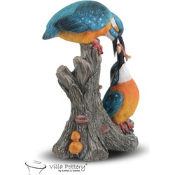 Villa Pottery  IJsvogel voederend met jong - 20x12x31