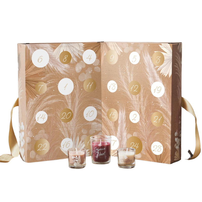 MISOU Adventskalender - Advent Kalender - December - Kaarsen - 24 Geurkaarsen - Beige - Adventkalender - Dames - Sinterklaas - Kerst 2024 - 