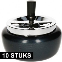Draaiasbak - 10x - zwart - D13 cm - metaal - terrasasbak - Asbakken