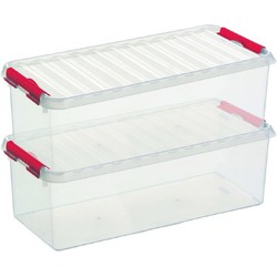 2x Kunststof stapelbare opbergbak 9,5 liter 48,5 x 19 x 14,7 cm - Opbergbox