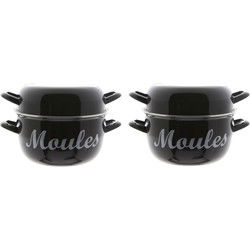 Set van 2x stuks mosselpannen/mosselpotten emaille 24 cm - Kookpannen