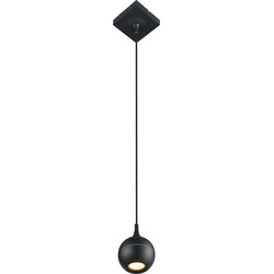 Zwarte hanglamp voor badkamer bol pendel met messing bolvormig GU10