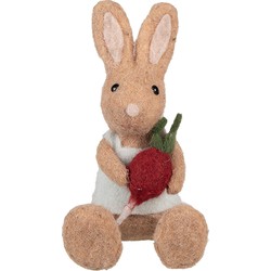 Clayre & Eef Decoratie Beeld Konijn 10x10x19 cm Bruin Textiel op Kunststof