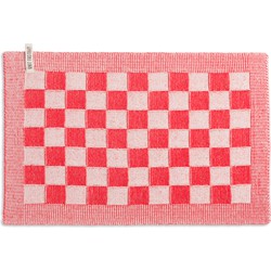 Knit Factory Gebreide Placemat - Onderlegger Block - Ecru/Rood - 50x30 cm