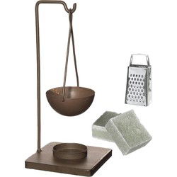 Ideas4seasons Amberblokjes/geurblokjes cadeauset - eucalyptus - inclusief geurbrander en mini rasp - Geurbranders