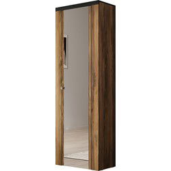 Meubella - Schoenenkast Linford - Donker eiken - 65 cm - Met spiegel