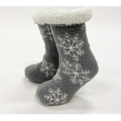 Geen merk SNOWY - Huissokken - antislip - met sherpa voering - one size - Sharkskin - grijs - Dutch Decor kerst collectie