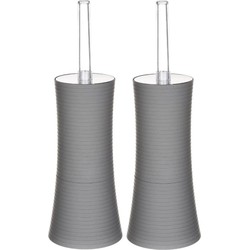 2x stuks WC-/toiletborstel met houder rond grijs kunststof 38 cm - Toiletborstels