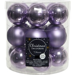 36x stuks kleine glazen kerstballen heide lila paars 4 cm mat/glans - Kerstbal
