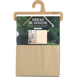 Urban Living Douchegordijn met ringen - beige - pvc - 180 x 200 cm - wasbaar - Douchegordijnen