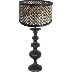 Anne Lighting - tafellamp - Lyons - zwart - bamboe hout - Ø 20cm - E27 - 3749ZW