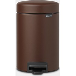 NewIcon Pedal Bin, 3 litre, Soft Closing, Plastic Inner Bucket - Mineral Cosy Brown