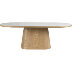 Eettafel Ovaal - Wit/Eiken MDF - 200x90x77cm - Almira