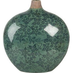 Clayre & Eef Vaas Groen Keramiek Bloemen