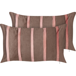 CRODYLINE - Sierkussen set van 2 - Bruin/Roze - 35 x 60 cm - Fluweel