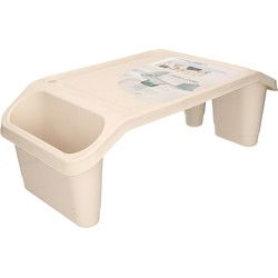 Excellent Houseware Bedtafel - kunststof - beige - L60 x B30 x H21 cm - dienblad - Dienbladen