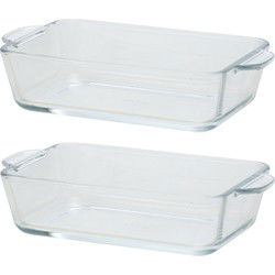 Rechthoekige glazen kleine ovenschaal - 6x - 500 ml - 16 x 11 x 4,5 cm - Ovenschalen