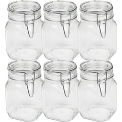 Set van 6x weckpotten/inmaakpotten 1000 ml met beugelsluiting 10,5 x 16 cm - Weckpotten