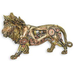 A RESIN STEAMPUNK FIGURINE OF A LION