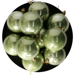 Othmar Decorations kerstballen - 18x st - 8 cm - salie groen - Kerstbal