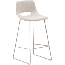 Kave Home - Zahara beige kruk met staal in een beige afwerking, hoogte 76 cm