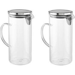 schenkkan - 2x - 1,3 liter - glas - 22 cm - waterkan - sapkan - Schenkkannen