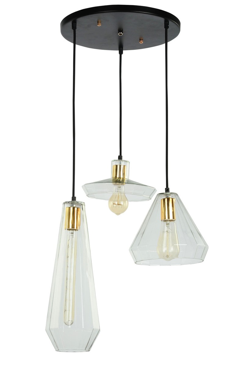 Groenovatie Muse Glazen Vintage Design Hanglamp, 3 Kappen Set - 