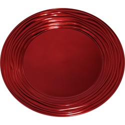 Ronde diner onderborden/kaarsenbord/plateau glimmend rood van 33 cm - Kaarsenplateaus