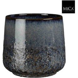 Mica Decorations Bloempot Mylo - 20.5x20.5x19 cm - Keramiek - Blauw