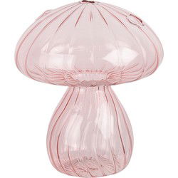 Clayre & Eef Decoratie Beeld Paddenstoel Roze Glas