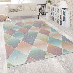 Laagpolig Vloerkleed - Kosaro Geruit - Multi - 70x140 cm
