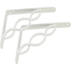 AMIG Plankdrager/steun/beugel Decoratief - 2x - metaal - wit - H250 x B200 mm - Tot 145 kg - Plankdragers