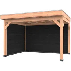 Douglas overkapping 400 x 300, met zwarte achterwand en zijwand, Westwood Comfort Green